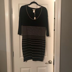 Black and Gold Striped Sweater Dress